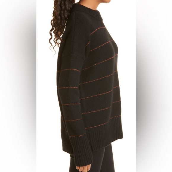 45% off! La Ligne Marin Wool & Cashmere Black and Copper Striped Sweater - Picture 3 of 7